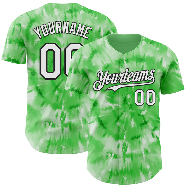 Custom Tie Dye White-Black Shibori Pattern Authentic Baseball Jersey
