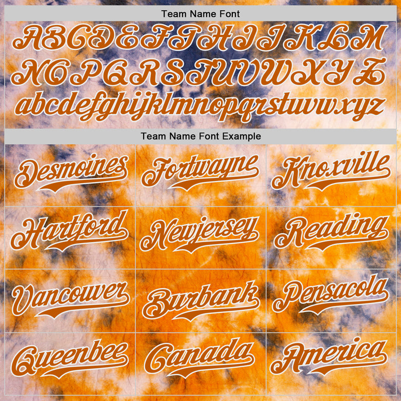 Custom Tie Dye Texas Orange-White Shibori Pattern Authentic Baseball Jersey