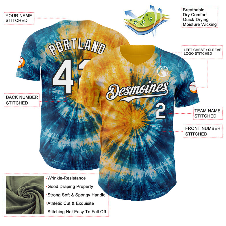 Custom Tie Dye White-Black Shibori Pattern Authentic Baseball Jersey