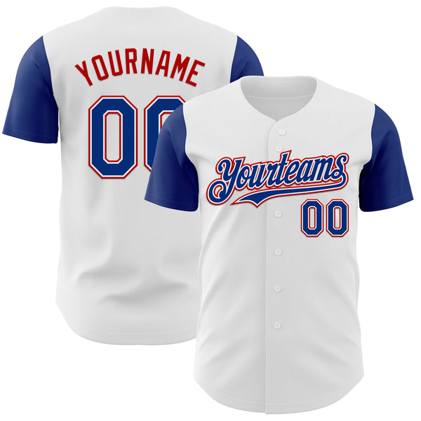 Custom White Royal-Red Authentic Two Tone Baseball Jersey