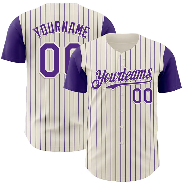 Custom Cream Purple Pinstripe Purple Authentic Two Tone Baseball Jersey