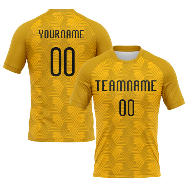 Custom Gold Black Geometric Shape Sublimation Volleyball Uniform Jersey