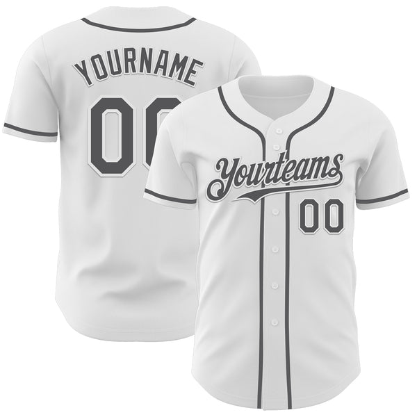Custom White Steel Gray Authentic Baseball Jersey