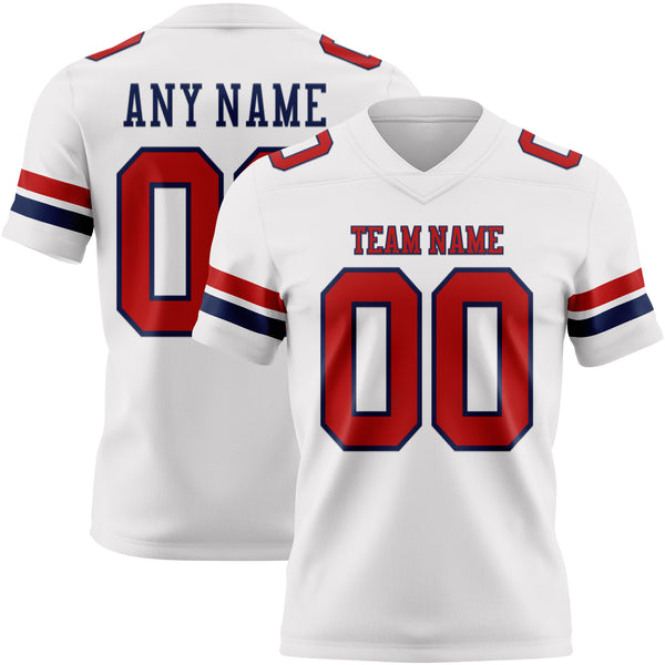 Custom White Red-Navy Authentic Football Jersey