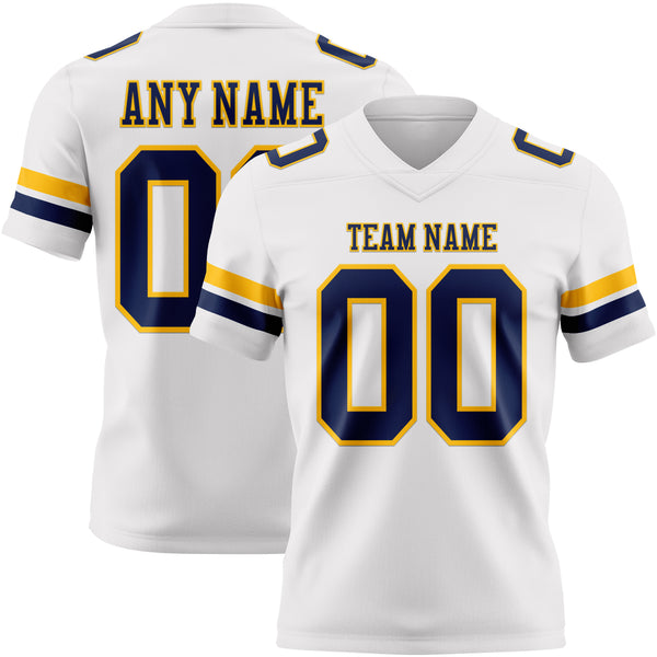 Custom White Navy-Gold Authentic Football Jersey