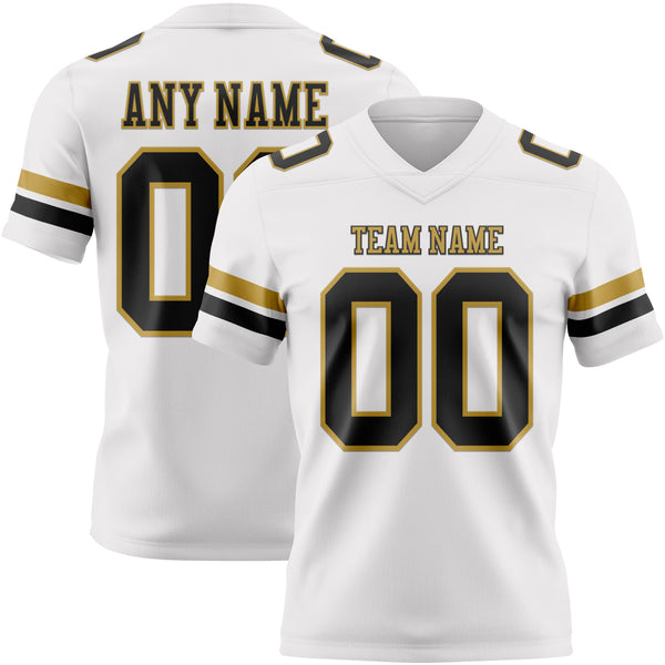 Custom White Black-Old Gold Authentic Football Jersey
