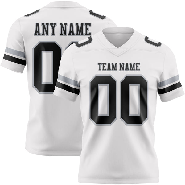 Custom White Black-Gray Authentic Football Jersey