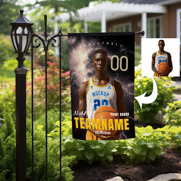 Personalized Basketball Team Name Photo Garden Flag