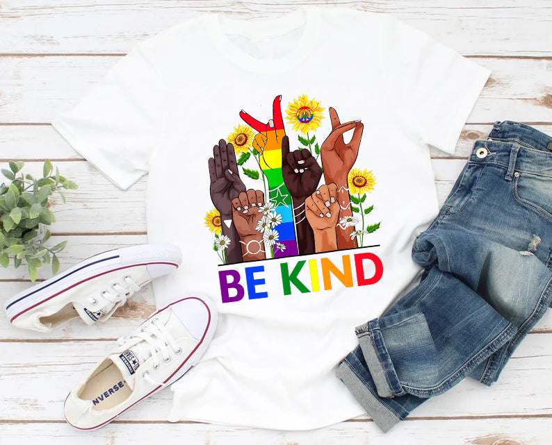 Be Kind Sunflower Rainbow LGBT T-Shirt