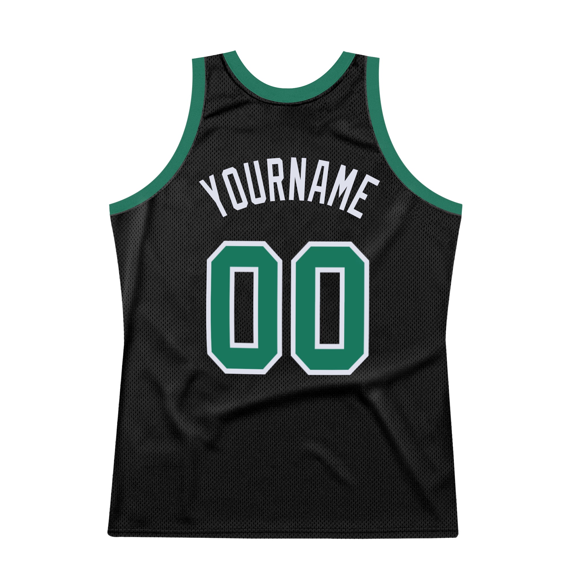 Custom Black Kelly Green-White Authentic Throwback Basketball Jersey