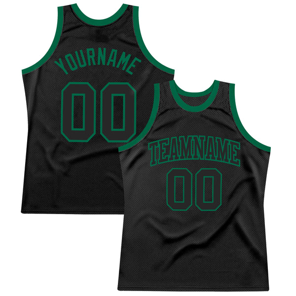 Custom Black Black-Kelly Green Authentic Throwback Basketball Jersey