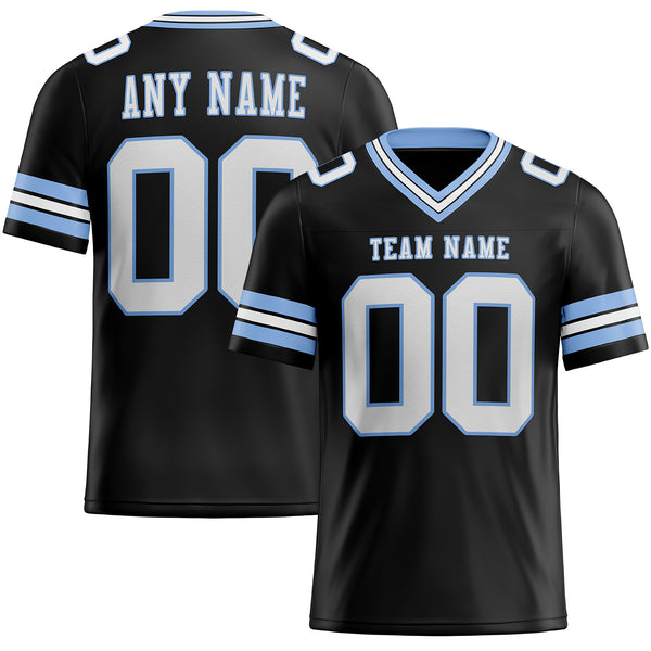 Custom Black White-Light Blue Authentic Football Jersey