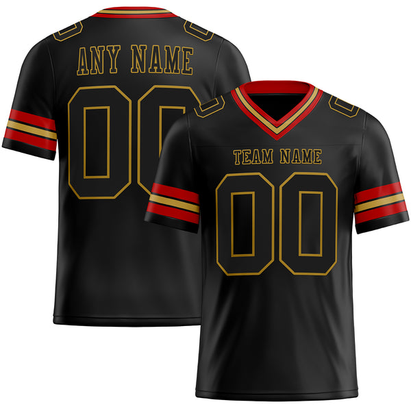 Custom Black Old Gold-Red Authentic Football Jersey