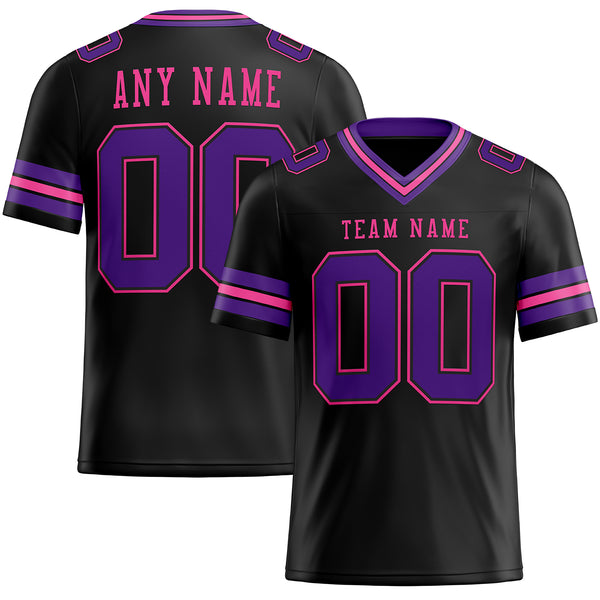 Custom Black Purple-Pink Authentic Football Jersey