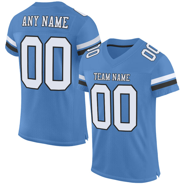 Custom Powder Blue White-Black Mesh Authentic Football Jersey