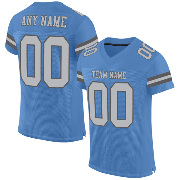 Custom Powder Blue Gray-Steel Gray Mesh Authentic Football Jersey