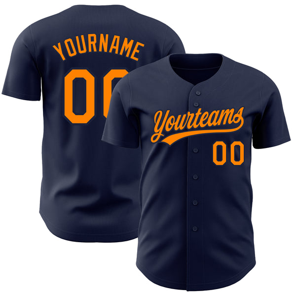 Custom Navy Bay Orange-Navy Authentic Baseball Jersey