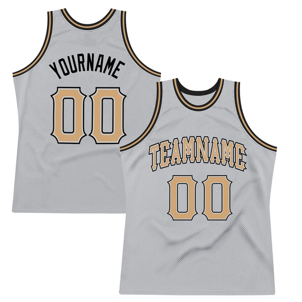 Custom Gray Old Gold-Black Authentic Throwback Basketball Jersey
