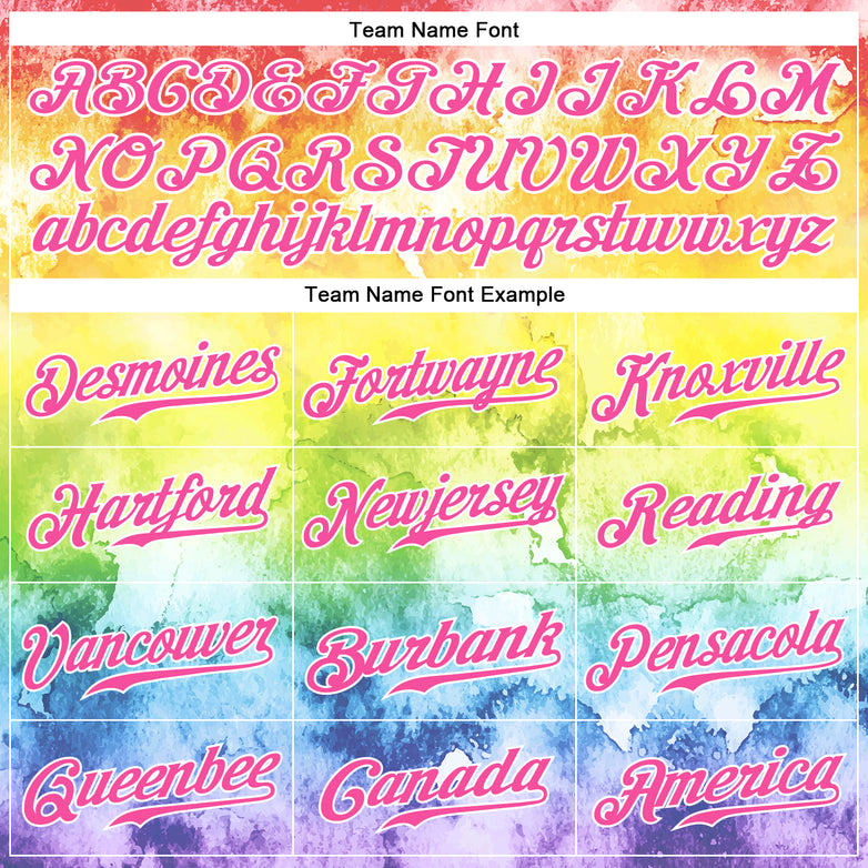 Custom Tie Dye Light Blue-Pink 3D Rainbow Authentic Baseball Jersey