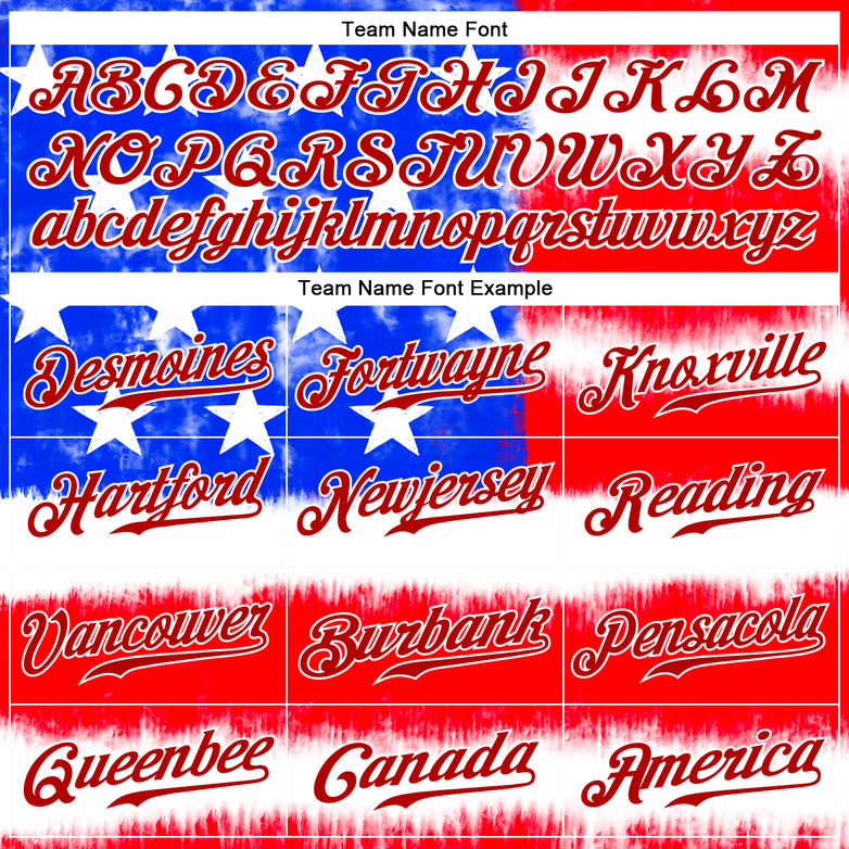 Custom Tie Dye Royal-Red 3D American Flag Authentic Baseball Jersey