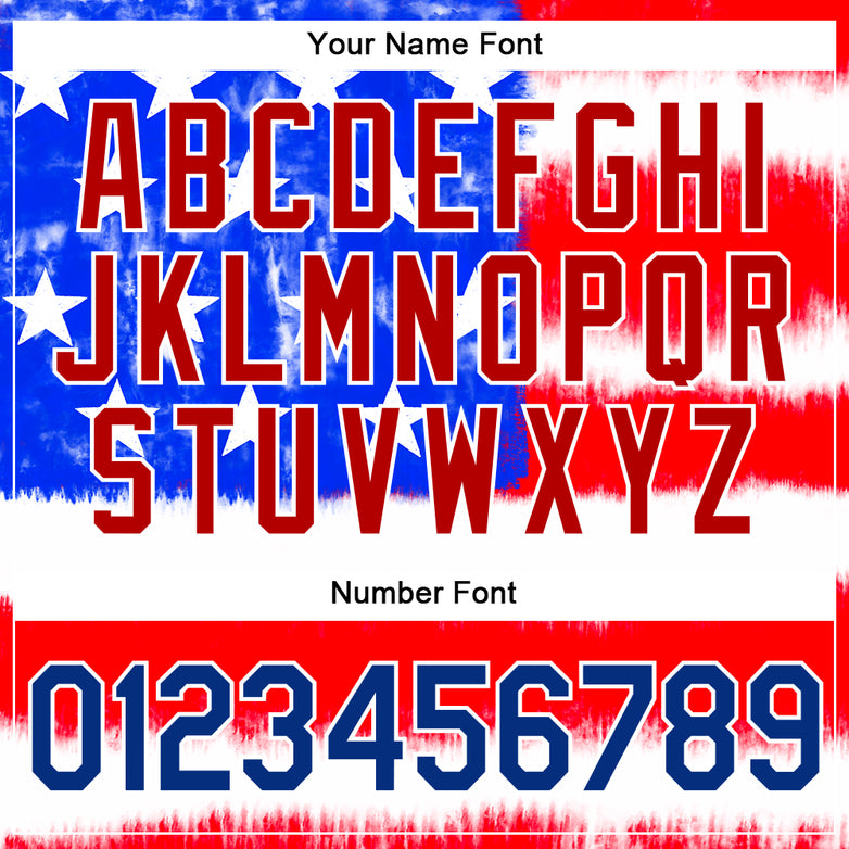 Custom Tie Dye Royal-Red 3D American Flag Authentic Baseball Jersey
