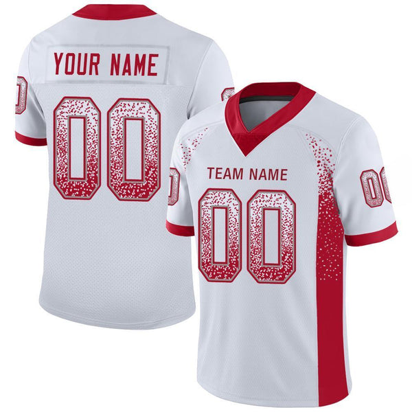 Custom White Red-Light Gray Drift Fashion Football Jersey