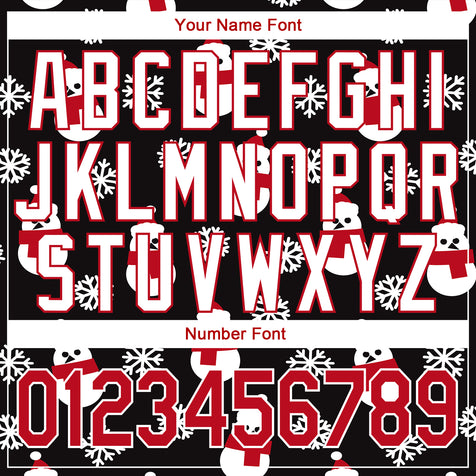 Custom Black Red-White Christmas 3D Authentic Baseball Jersey