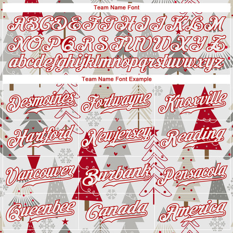 Custom Gray White-Red Christmas 3D Authentic Baseball Jersey