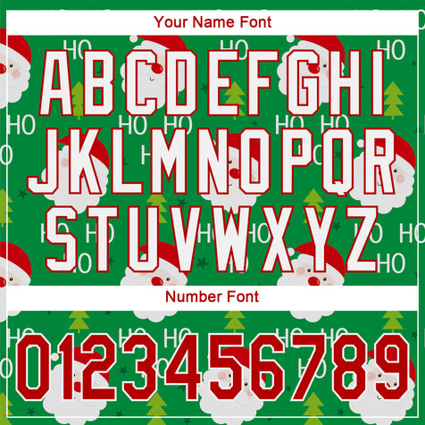 Custom Green Red-White Christmas 3D Authentic Baseball Jersey