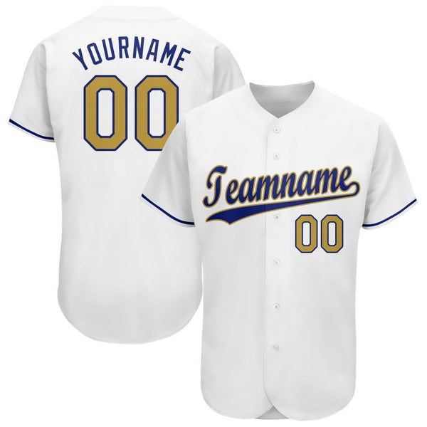 Custom White Old Gold-Royal Baseball Jersey