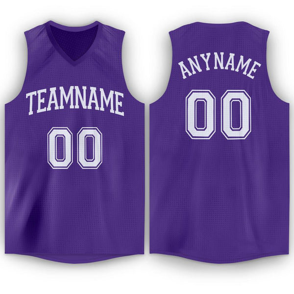 Custom Purple White V-Neck Basketball Jersey